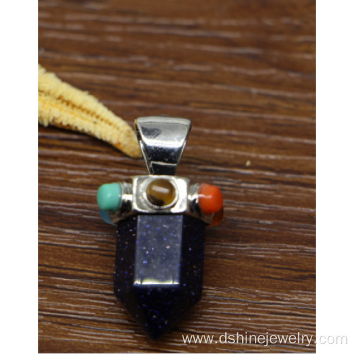 Short Design Natural Hexagonal Stone Pendant Multi Colors